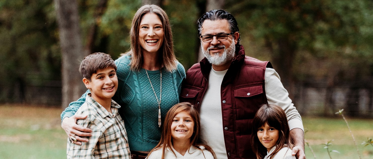 Family portrait in an outdoor setting